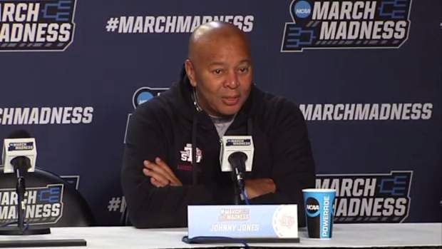 Johnny Jones at Texas Southern First Four Press Conference in Dayton, Ohio.